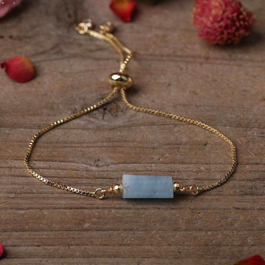 Bracelet Fin Ajustable avec Pierre Naturelle - Bijou de Bien-être et Amour