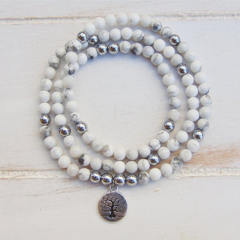 Bracelet Mala "Bien-être Féminin" en Howlite - Bijou de Bien-être et Harmonie