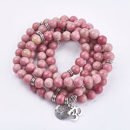 Bracelet Mala "Amour Inconditionnel" en Rhodochrosite - Bijou de Bien-être et Amour