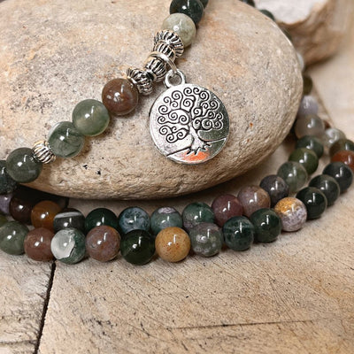 Bracelet Mala "Énergie Lumineuse" en Agate Indienne - Bijou de Bien-être et Harmonie