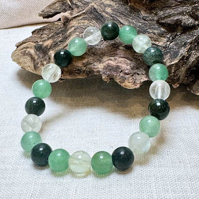 Bracelet "Jardin de Prospérité" en Aventurine, Fluorite Verte & Agate Mousse - Bijou de Bien-être et Harmonie