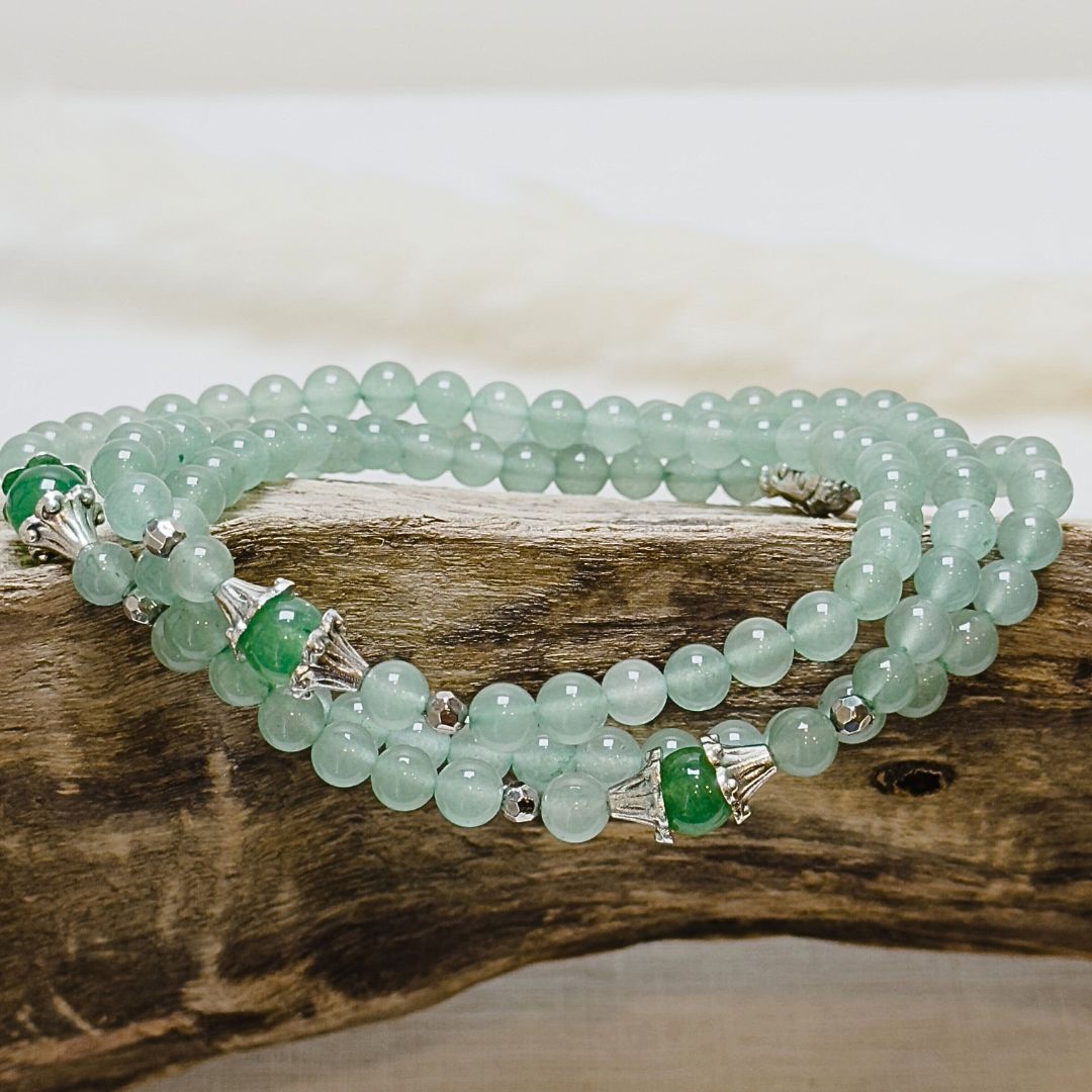 Bracelet Mala "Prospérité & Équilibre" en Aventurine Verte - Bijou de Bien-être et Harmonie