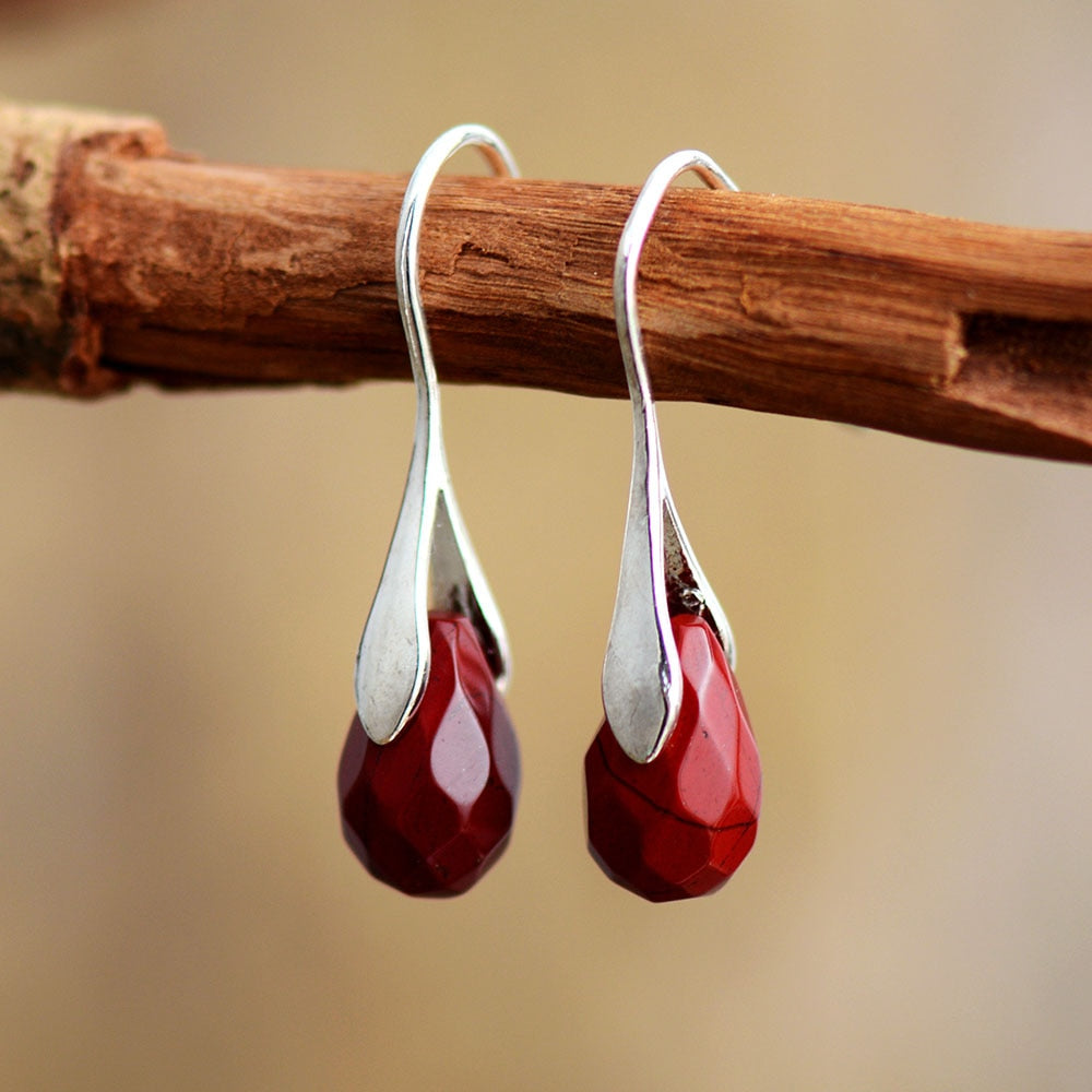 Boucles d’Oreilles Pendantes en Jaspe Rouge - Bijou de Bien-être et Harmonie