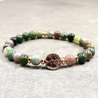 Bracelet "Équilibre Intérieur" en Agate Indienne - Bijou de Bien-être et Harmonie