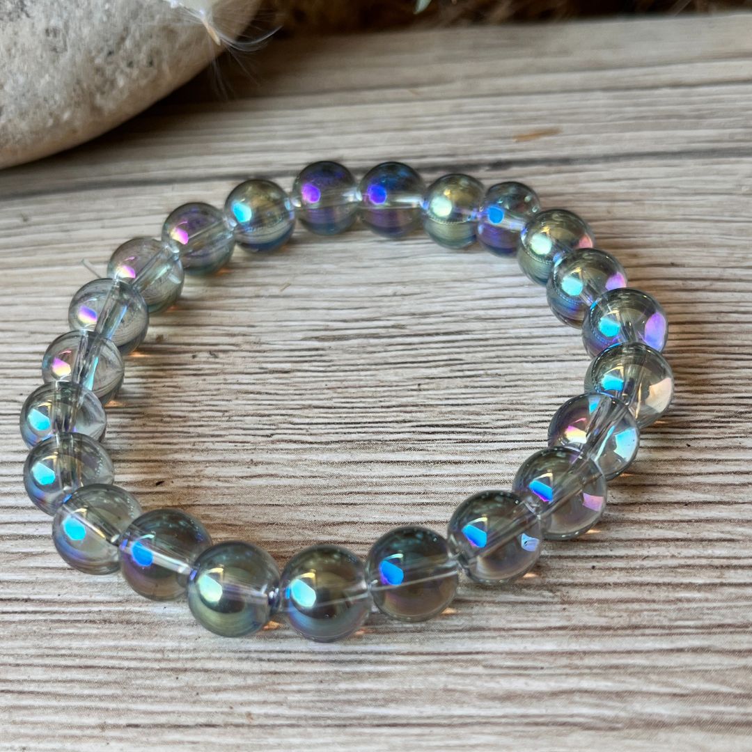 Bracelet "Énergie Céleste" en Aqua Aura - Bijou de Bien-être et Harmonie