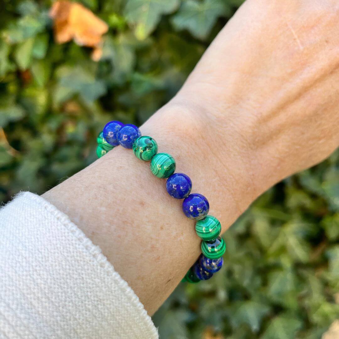 Bracelet "Bien-Être Émotionnel" en Lapis Lazuli & Malachite - Bijou de Bien-être et Harmonie