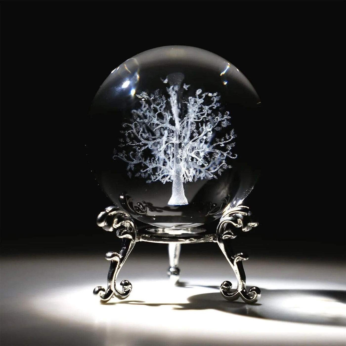 Boule de Cristal Arbre de Vie avec Support - Bijou de Bien-être et Harmonie