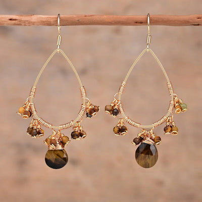 Boucles d'Oreilles "Rétro" en Pierres Naturelles - Bijou de Bien-être et Harmonie