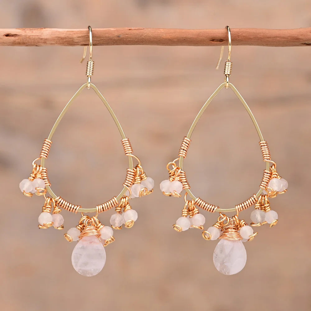 Boucles d'Oreilles "Rétro" en Pierres Naturelles - Bijou de Bien-être et Harmonie