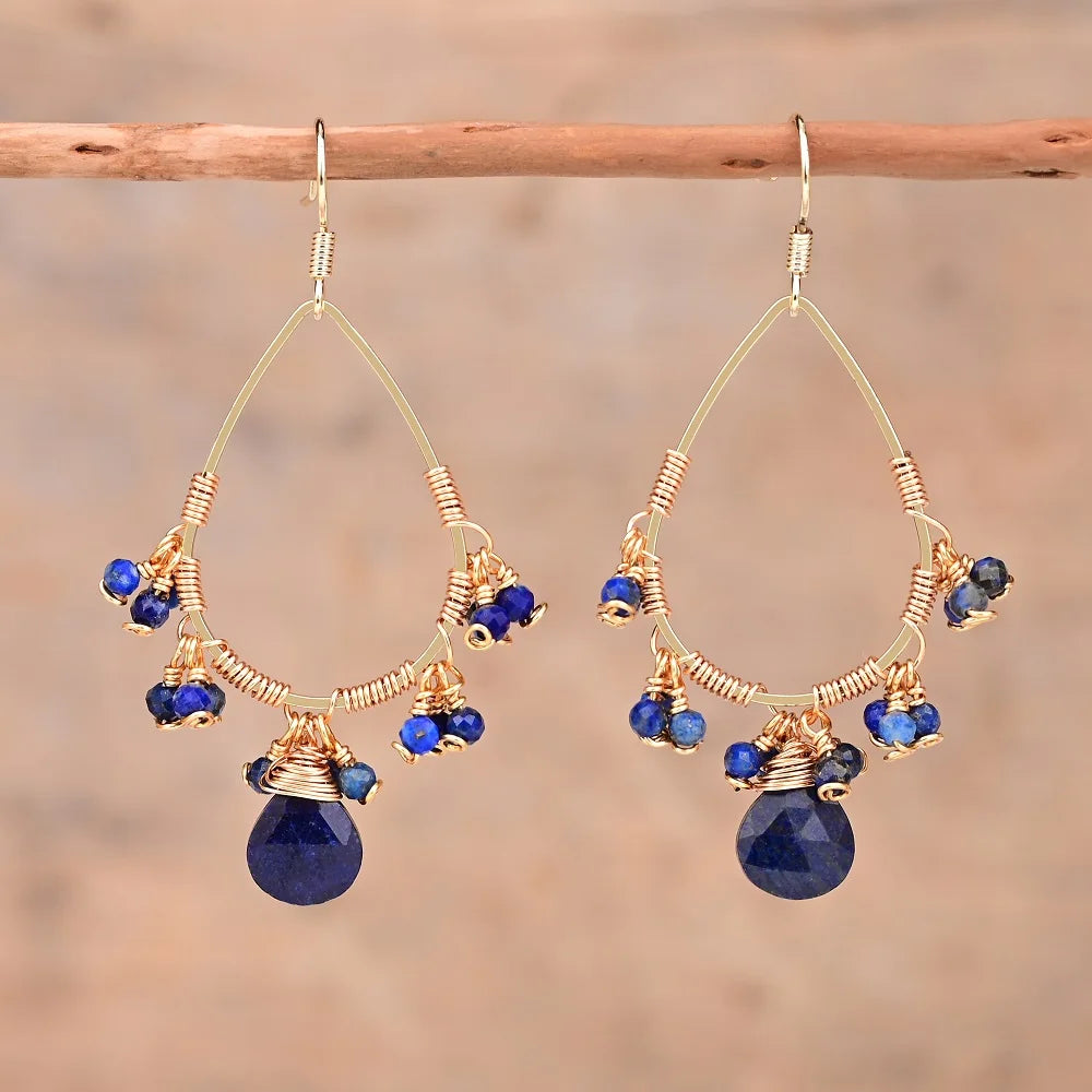 Boucles d'Oreilles "Rétro" en Pierres Naturelles - Bijou de Bien-être et Harmonie