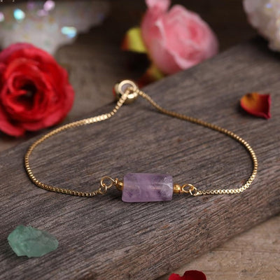 Bracelet Fin Ajustable avec Pierre Naturelle - Bijou de Bien-être et Amour