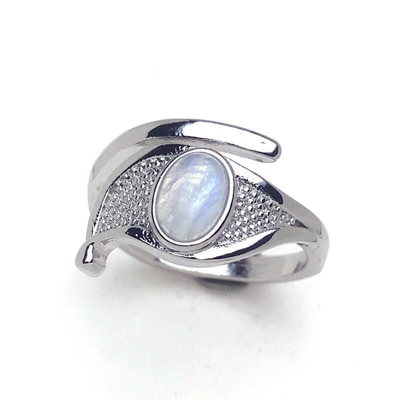 Bague Ajustable "Aura Protectrice" en Labradorite Blanche (Péristérite) - Bijou de Bien-être et Harmonie.