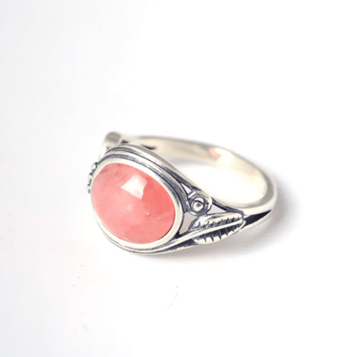 Bague Ajustable "Coeur Apaisé" en Rhodochrosite & Argent - Bijou de Bien-être et Harmonie.