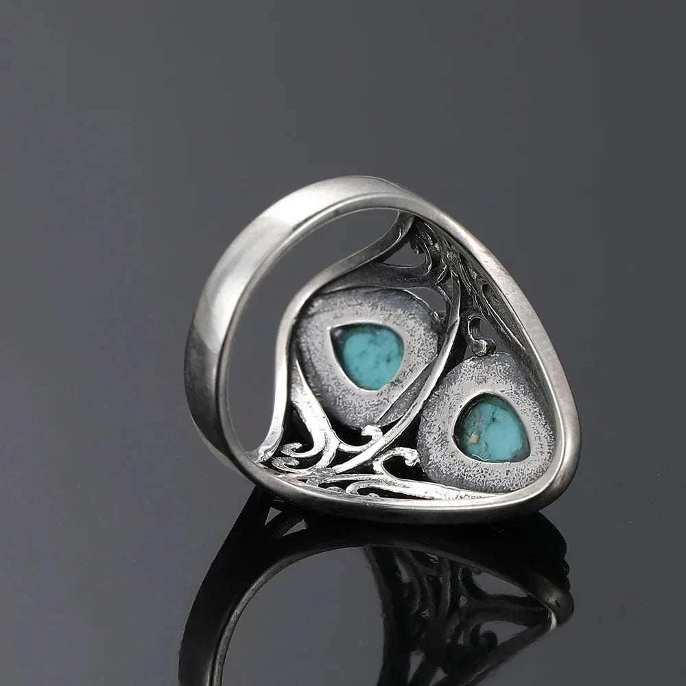 Bague  "Echo Protecteur" en Turquoise & Argent - Bijou de Bien-être et Harmonie.