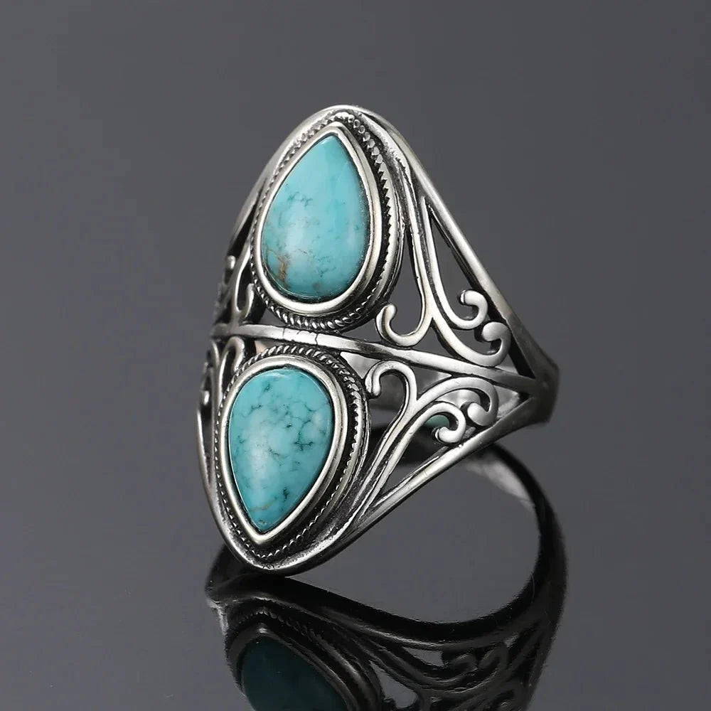 Bague  "Echo Protecteur" en Turquoise & Argent - Bijou de Bien-être et Harmonie.