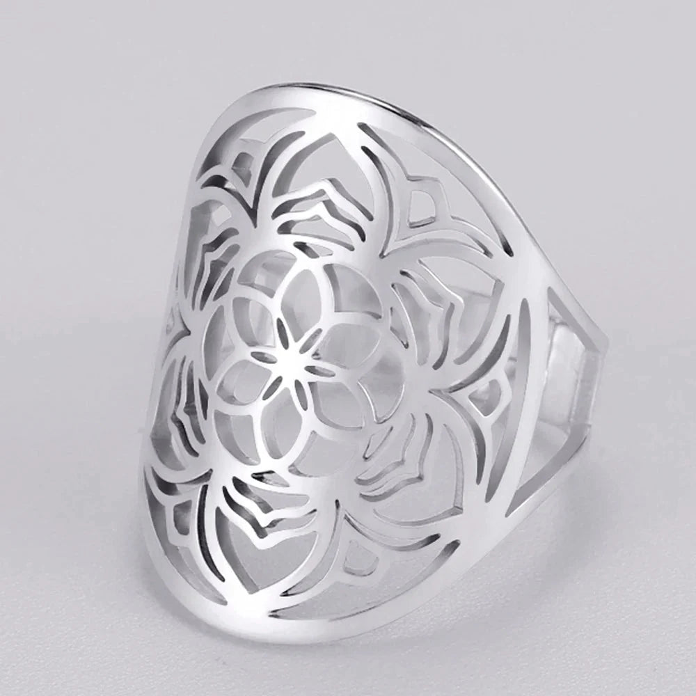 Bague Ajustable "Fleur de Mandala" - Bijou de Bien-être et Harmonie.