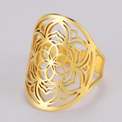 Bague Ajustable "Fleur de Mandala" - Bijou de Bien-être et Harmonie.