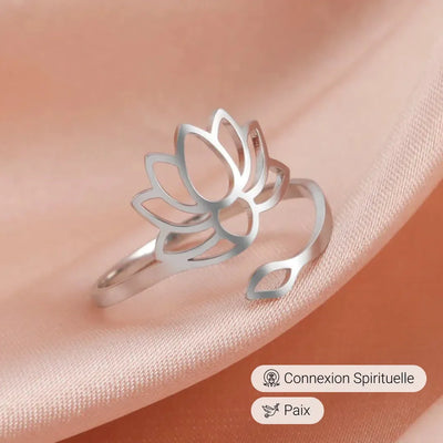 Bague Ajustable Lotus Divin - Bijou de Bien-être et Harmonie.