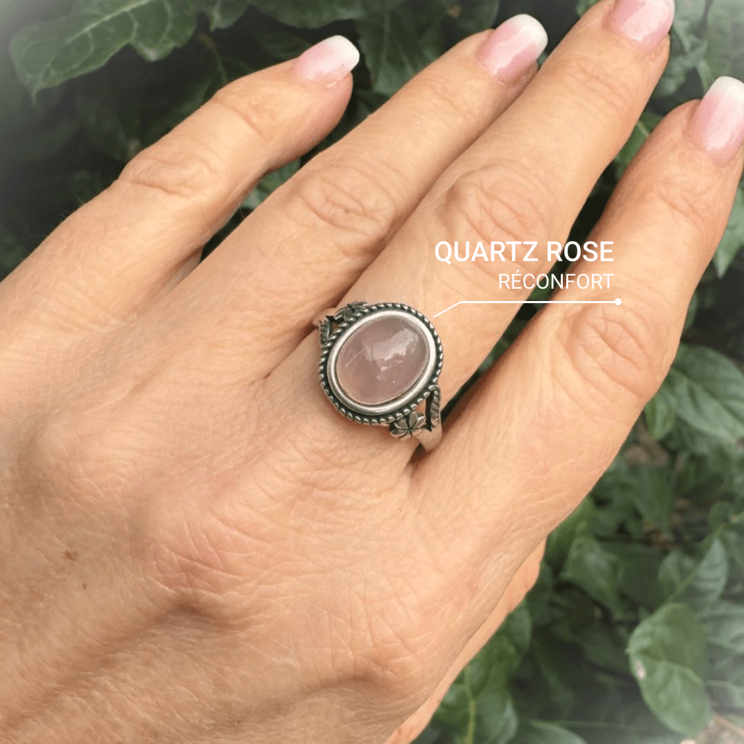 Bague "Douceur d'Amour" en Quartz Rose - Bijou de Bien-être et Harmonie.