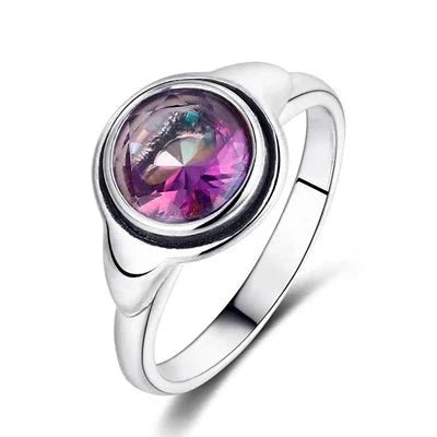 Bague en Topaze Mystique Arc-en-Ciel & Argent - Bijou de Bien-être et Harmonie.