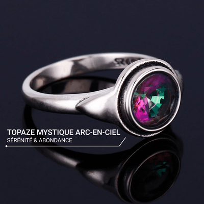 Bague en Topaze Mystique Arc-en-Ciel & Argent - Bijou de Bien-être et Harmonie.