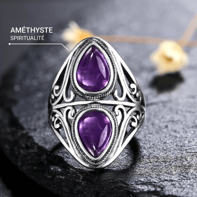 Bague "Esprit Intuitif" en Améthyste & Argent - Bijou de Bien-être et Harmonie.