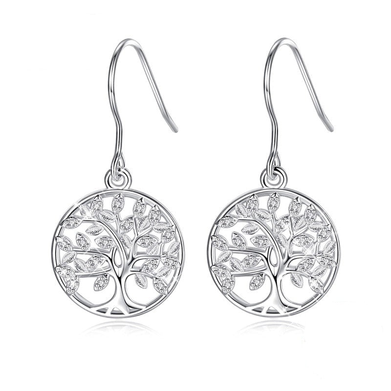 Boucles d'Oreilles Arbre de Vie en Argent - Bijou de Bien-être et Harmonie