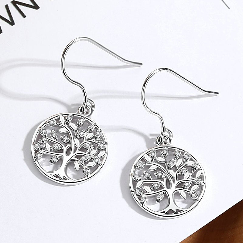 Boucles d'Oreilles Arbre de Vie en Argent - Bijou de Bien-être et Harmonie