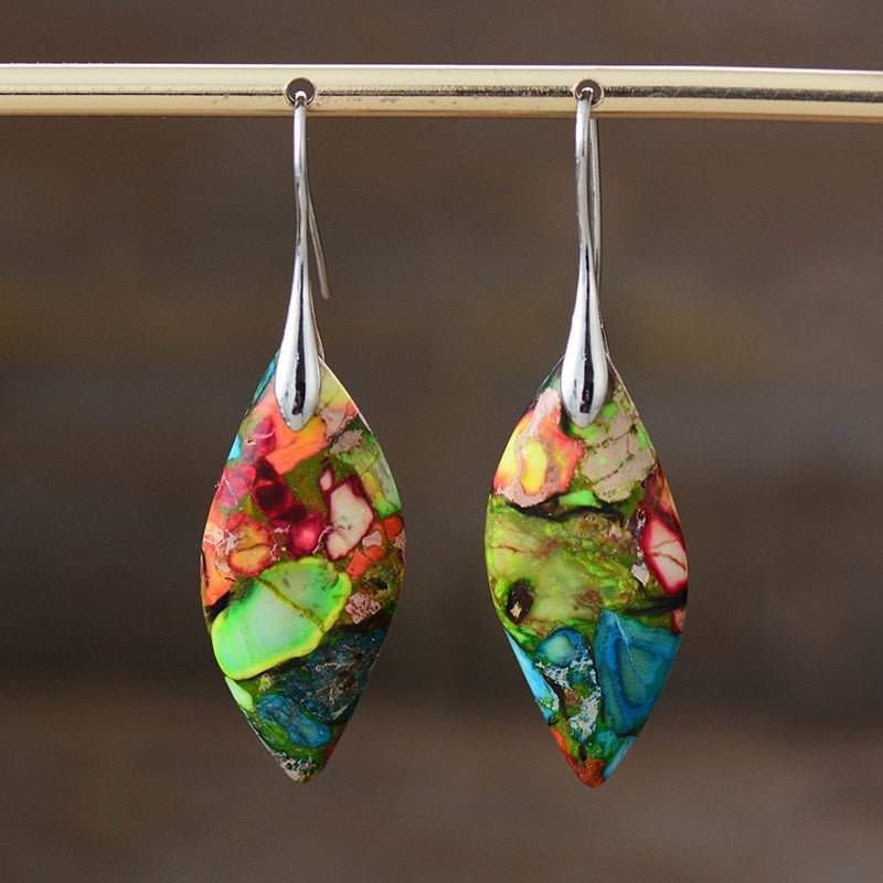 Boucles d'Oreilles Arlequin en Jaspe - Bijou de Bien-être et Harmonie