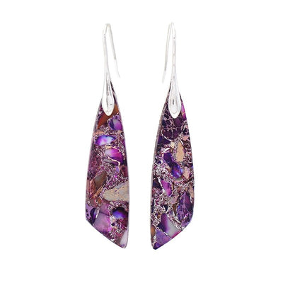 Boucles d'Oreilles Pendantes en Jaspe Violet - Bijou de Bien-être et Harmonie