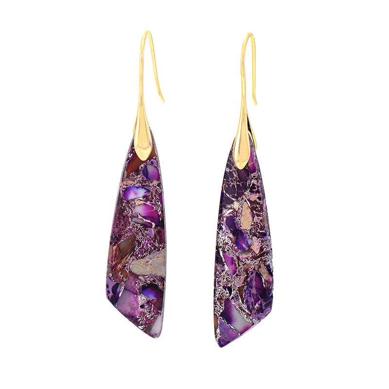 Boucles d'Oreilles Pendantes en Jaspe Violet - Bijou de Bien-être et Harmonie