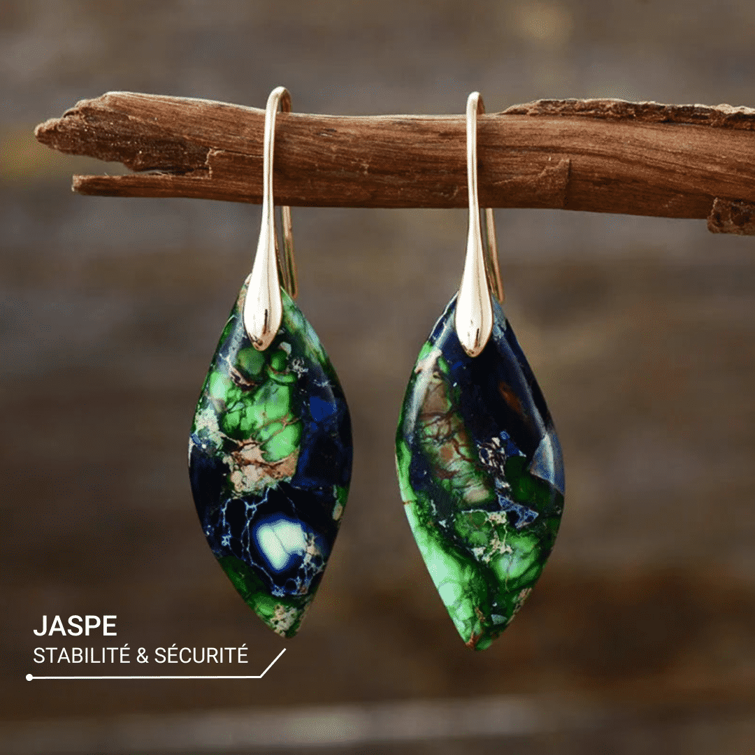 Boucles d'Oreilles "Rhéa" en Jaspe - Bijou de Bien-être et Harmonie