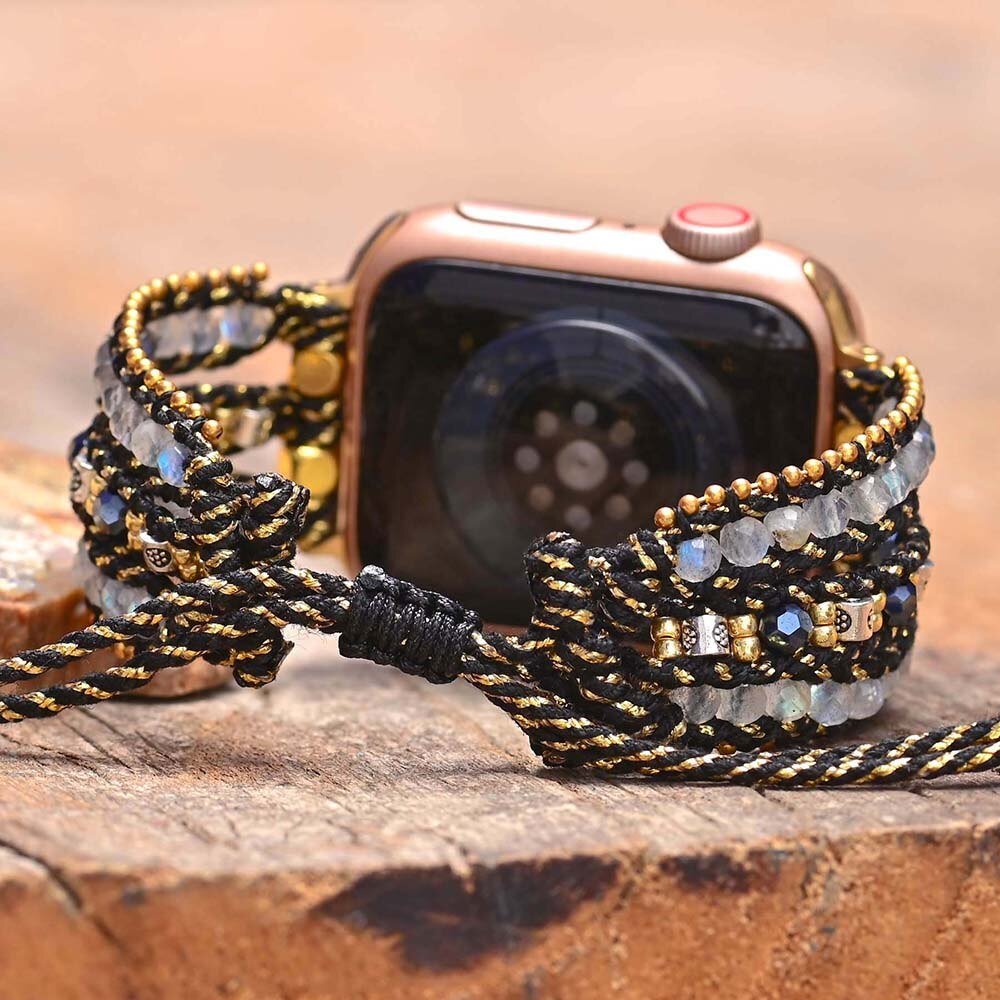 Bracelet Wrap Apple Watch en Labradorite - Bijou de Bien-être et Harmonie