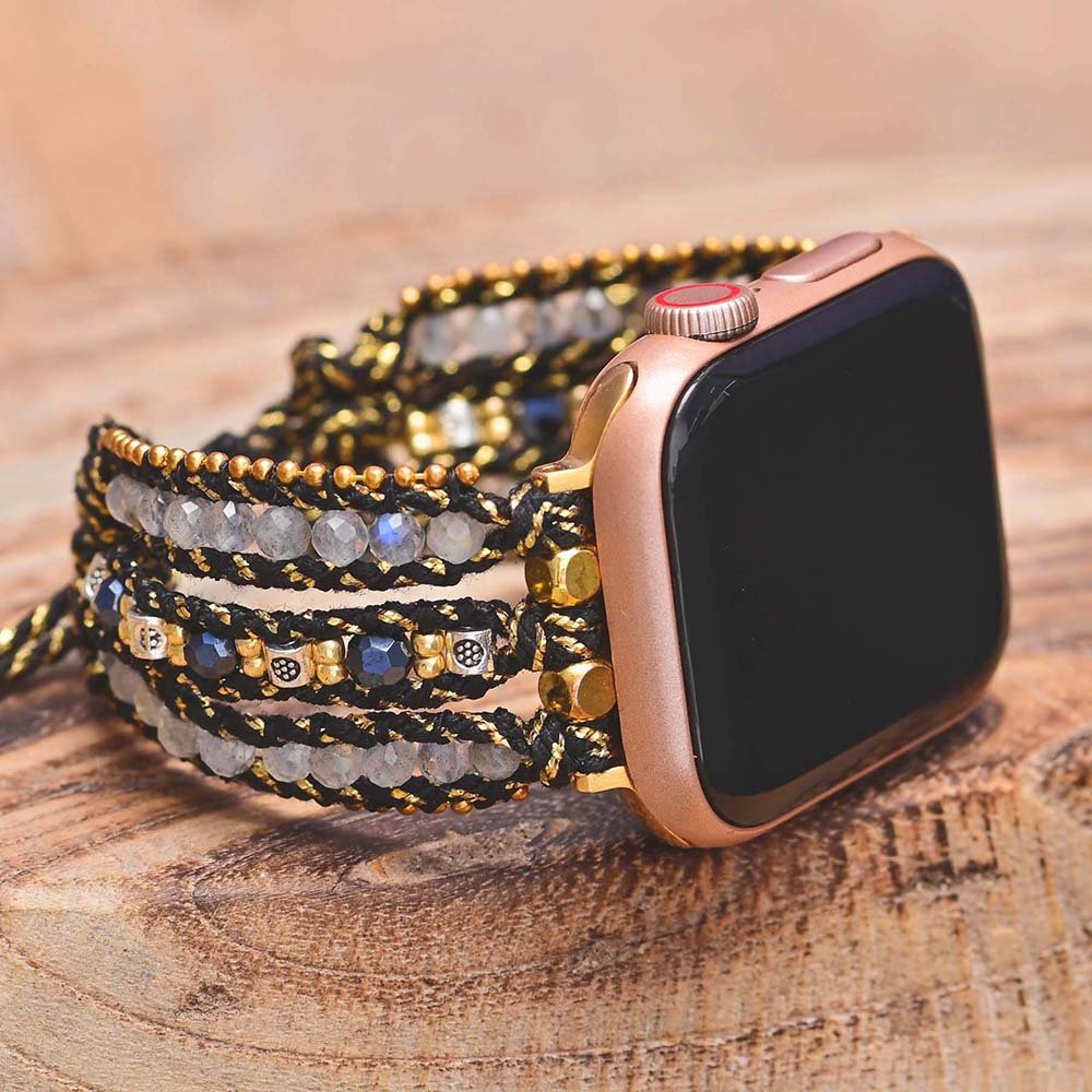 Bracelet Wrap Apple Watch en Labradorite - Bijou de Bien-être et Harmonie