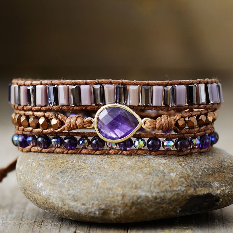 Bracelet Wrap "Exquis" en Améthyste - Bijou de Bien-être et Harmonie