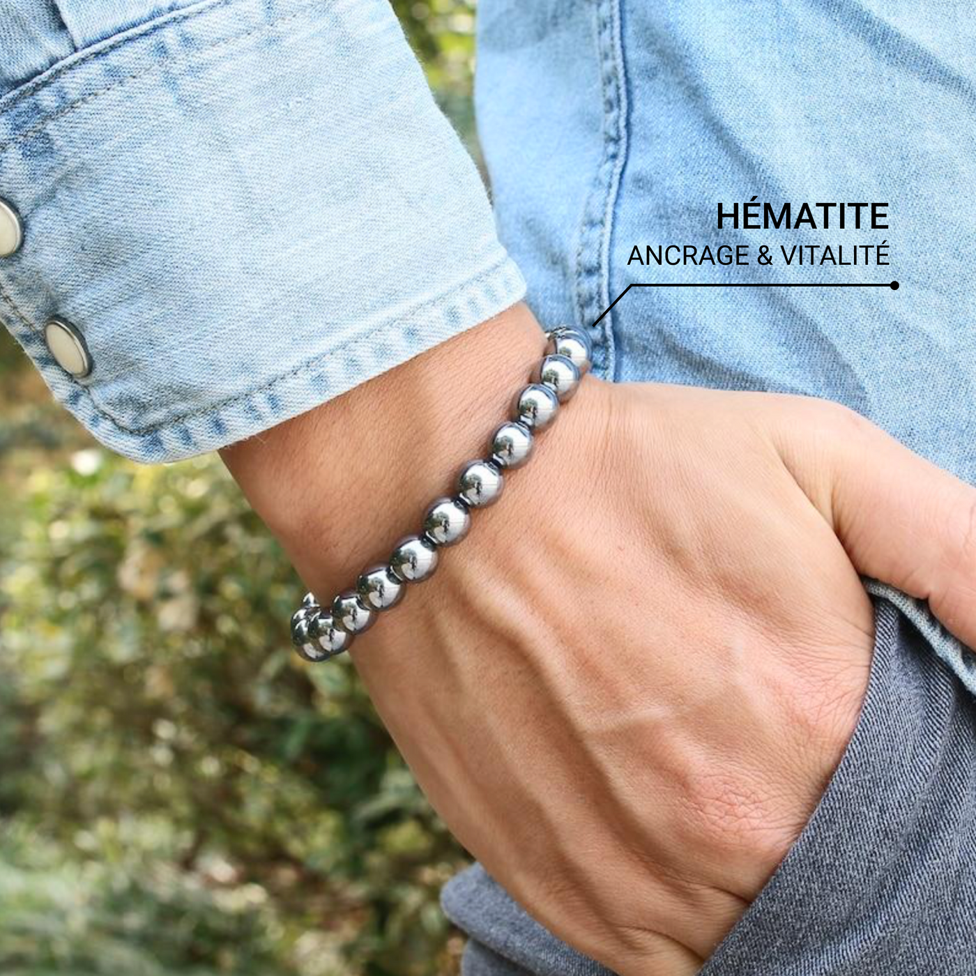 Bracelet "Force d'Énergie" en Hématite - Bijou de Bien-être et Harmonie