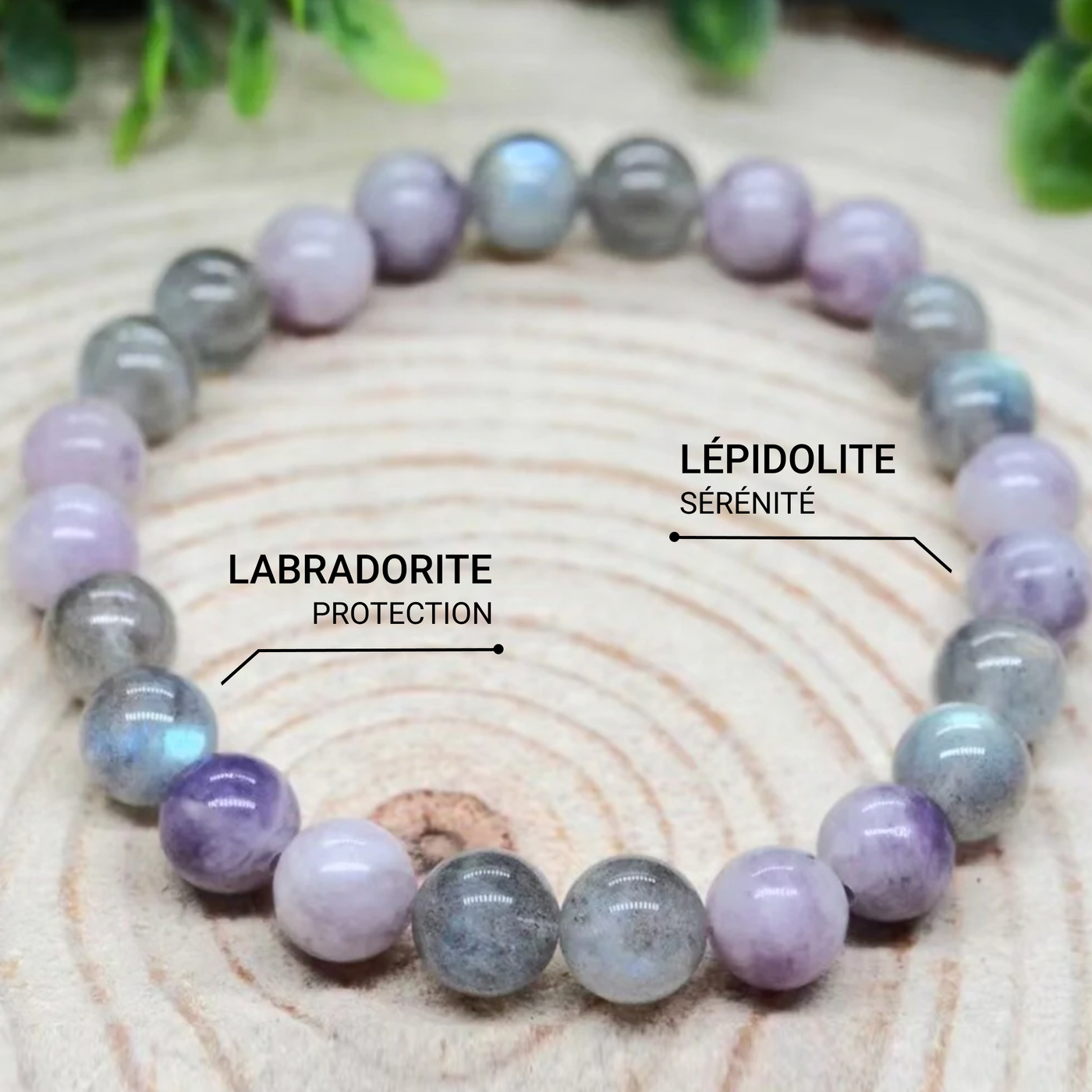 Bracelet "Éclat Spirituel" en Lépidolite & Labradorite - Bijou de Bien-être et Harmonie