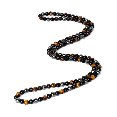 Collier "3 Protections" en Hématite, Obsidienne & Oeil de Tigre - Bijou de Bien-être et Harmonie