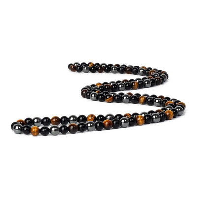 Collier "3 Protections" en Hématite, Obsidienne & Oeil de Tigre - Bijou de Bien-être et Harmonie