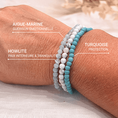 Ensemble "Océan de Bien-Être" en Turquoise, Howlite & Aigue-Marine - Bijou de Bien-être et Harmonie