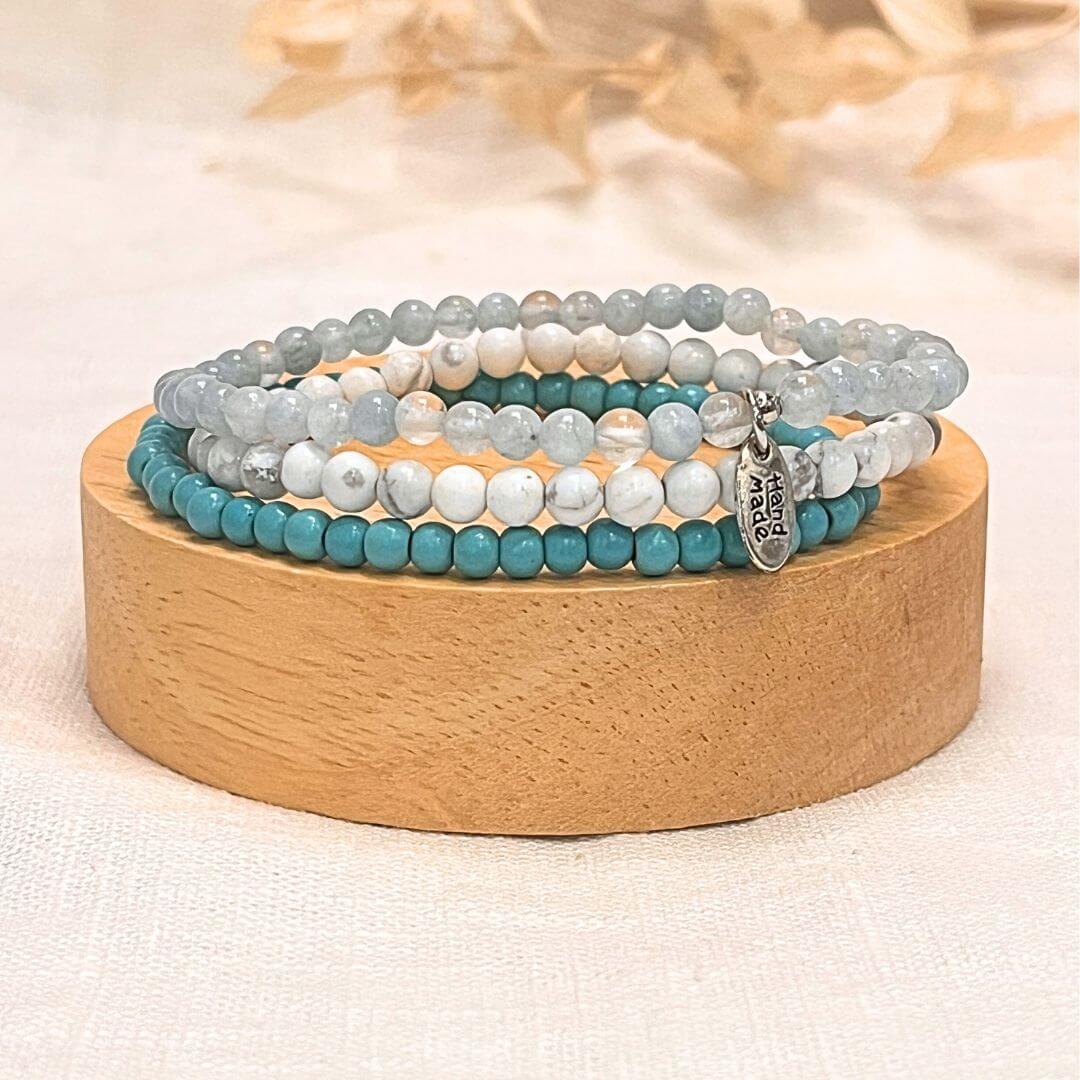 Ensemble "Océan de Bien-Être" en Turquoise, Howlite & Aigue-Marine - Bijou de Bien-être et Harmonie