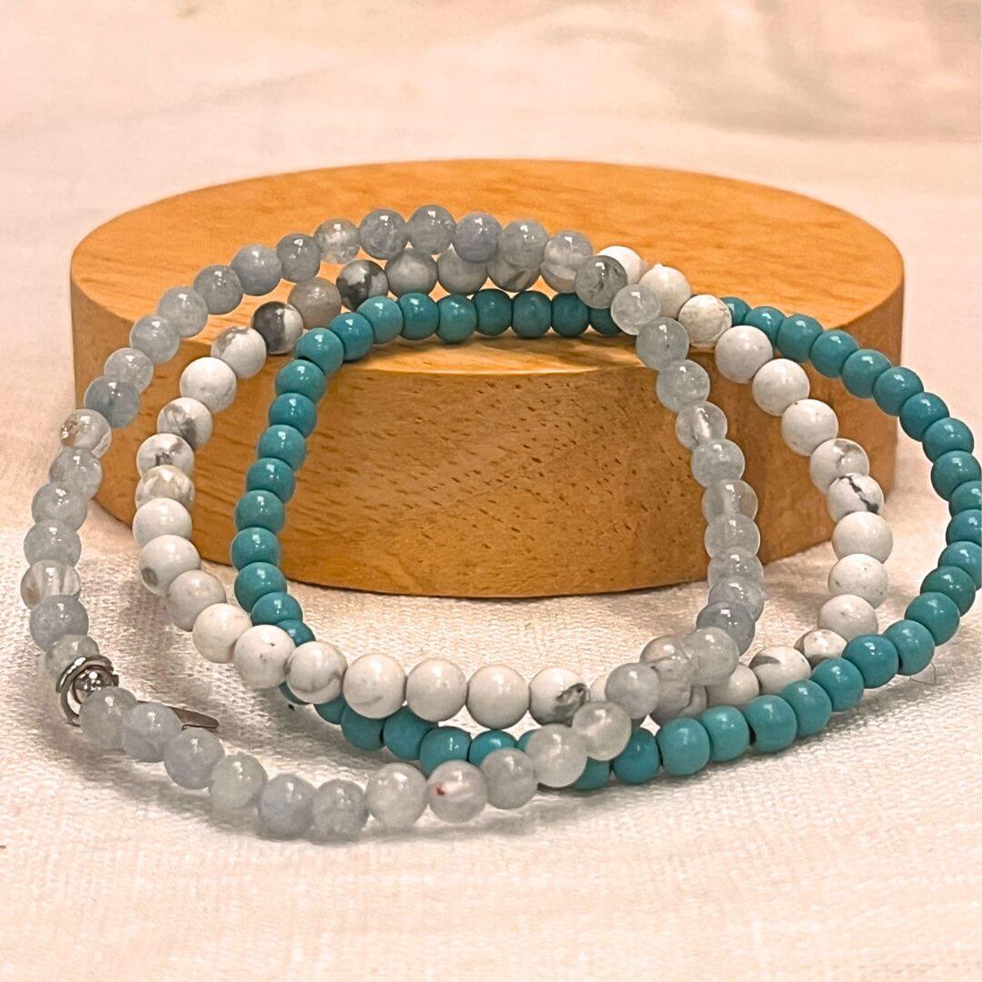 Ensemble "Océan de Bien-Être" en Turquoise, Howlite & Aigue-Marine - Bijou de Bien-être et Harmonie