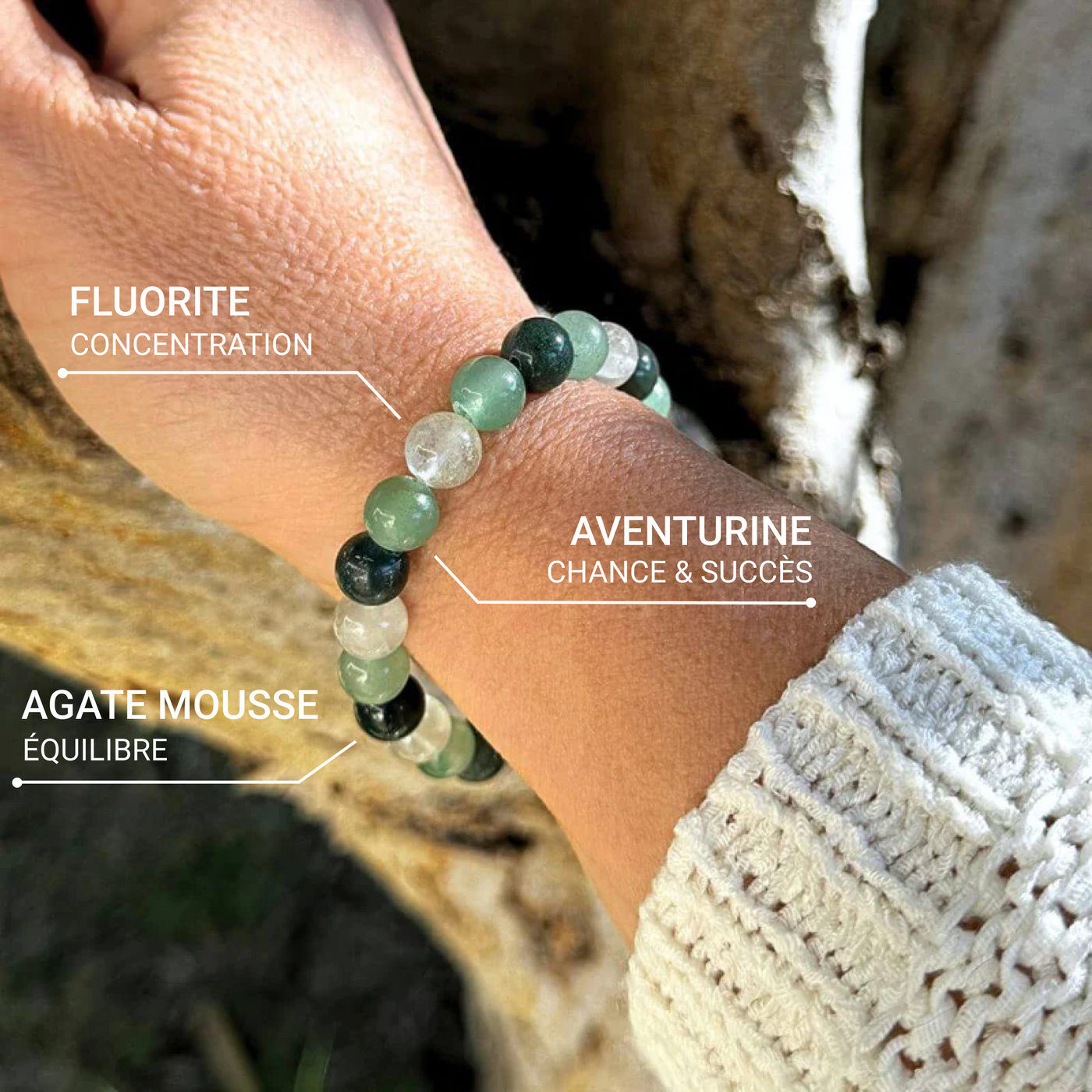 Bracelet "Jardin de Prospérité" en Aventurine, Fluorite Verte & Agate Mousse - Bijou de Bien-être et Harmonie