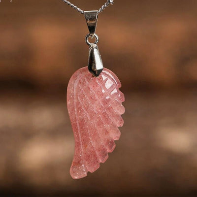 Pendentif "Aile d'Ange" en Pierre Naturelle - Bijou de Bien-être et Amour