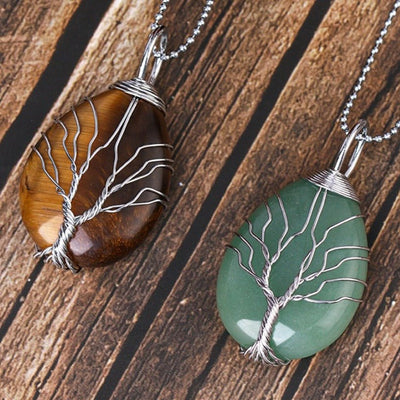 Pendentif Arbre de Guérison en Pierre Naturelle - Bijou de Bien-être et Harmonie