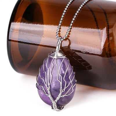 Pendentif Arbre de Guérison en Pierre Naturelle - Bijou de Bien-être et Harmonie