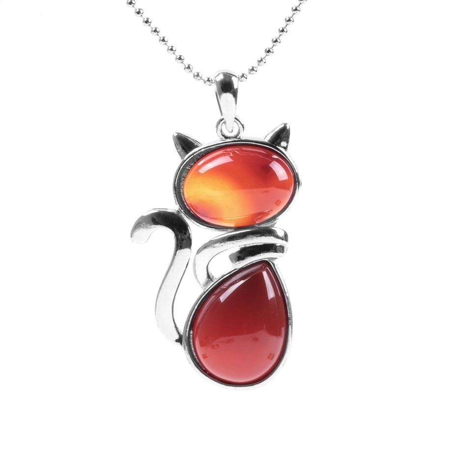 Pendentif Chat en Pierre Naturelle - Bijou de Bien-être et Harmonie