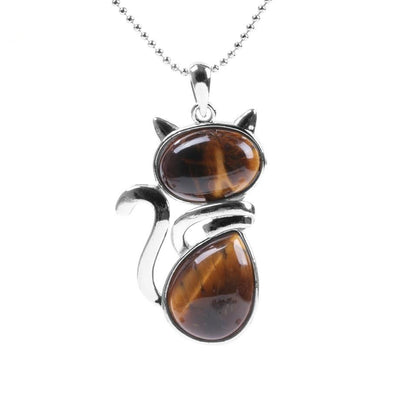 Pendentif Chat en Pierre Naturelle - Bijou de Bien-être et Harmonie