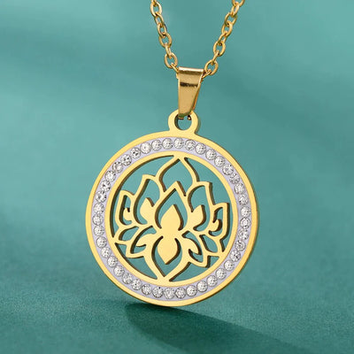 Pendentif "Fleur de Lotus Étincelant" - Bijou de Bien-être et Harmonie