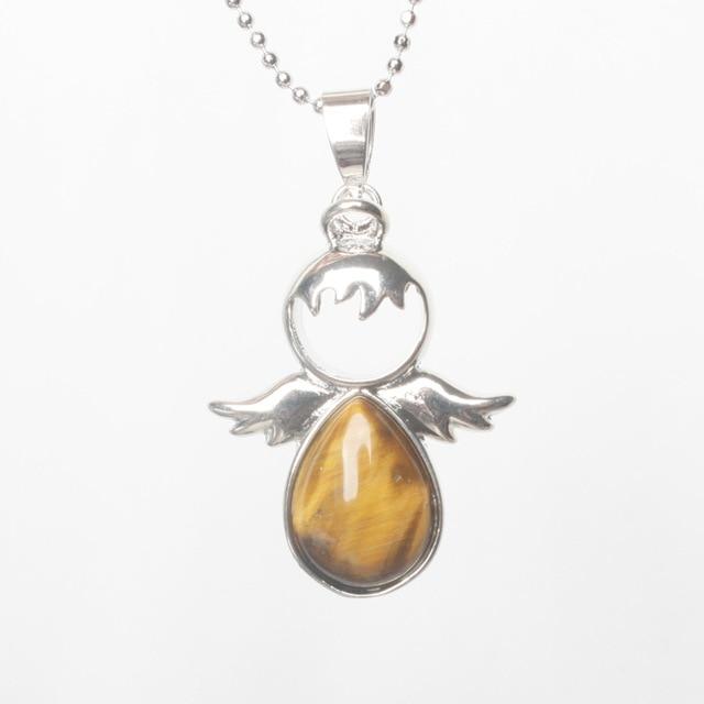 Pendentif Petit Ange et sa Pierre Naturelle - Bijou de Bien-être et Harmonie